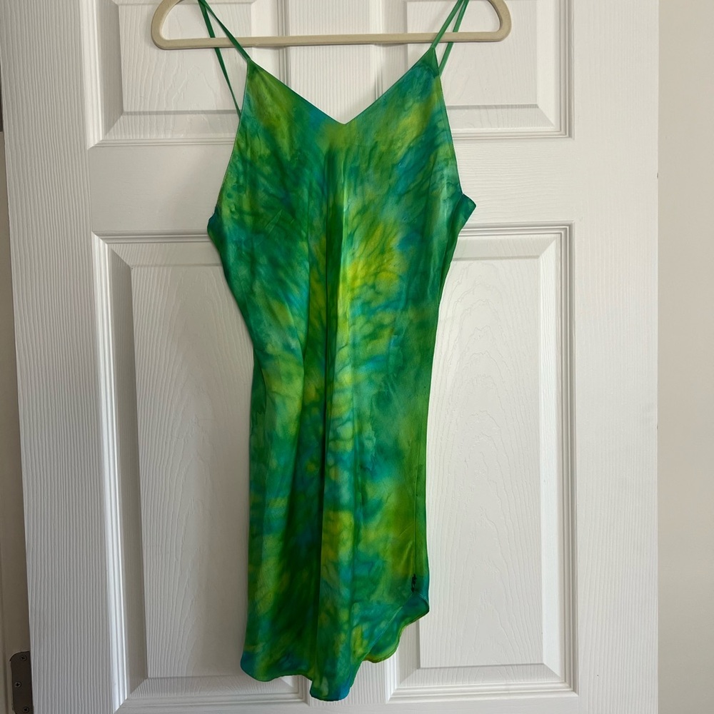 Vintage tie dye silk slip cami dress